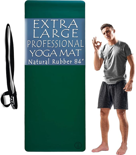 Tatago Hot Yoga Mat Non Slip-Professional Grade Natural Rubber Yoga Mat, Pliates Mat, Stretching Mat or exercise mats for home workout. Nonslip for Hot and Sweaty Classes. Includes Yoga Strap for Carrying and Stretching too.-GravixFit