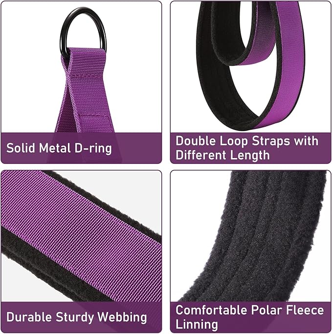 TOBWOLF Pilates Straps - Double Loop D-Ring Straps for Reformer, Padded, Home Gym Workout-GravixFit