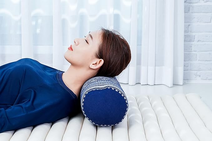 Leewadee Small Yoga Bolster – Shape-Retaining Cervical Neck Roll, Tube Pillow for Comfortable Reading, Kapok Filling, 22 x 6 x 6 inches-GravixFit