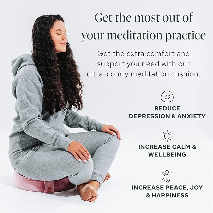 Mindful and Modern Velvet Meditation Cushion - Luxury Zafu Floor Pillow for Yoga - Large Buckwheat Meditation Pillow with Luxe Removable Cover in Six Colors-GravixFit