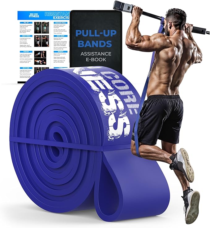 Pull Up Assistance Resistance Bands - Long Loop Power Bands for Men and Women - Strength Power Flexibility Training at Home & Gym - Ebooks & Workout Chart Included by Iron Core Fitness-GravixFit