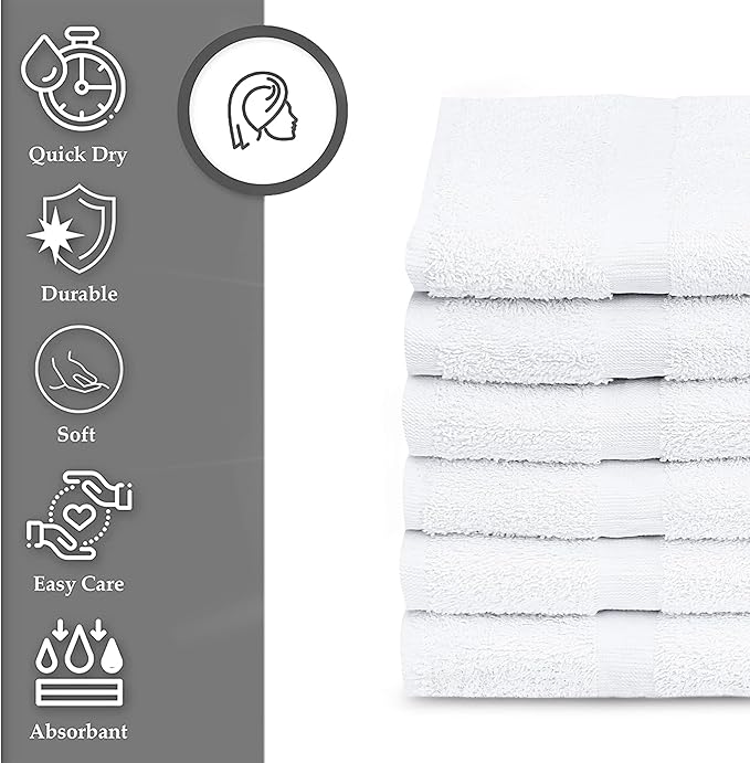 Gold Textiles 60 Pack White Hotel Bath Towels Bulk 20x40 Inches - Cotton Blend Economy Cheap Bath Towel for Commercial Uses, Gym, Salon, Spa & Hair - Lightweight Quick Dry (60 Pcs White)-GravixFit