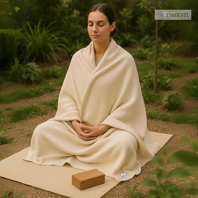 Yogikuti Iyengar Cotton Yoga Blanket Set of One – Thick Handwoven Yoga Blankets for Restorative Yoga, Meditation & Pranayama – Premium Cotton Yoga Blanket for Support & Comfort in Pranayama-GravixFit