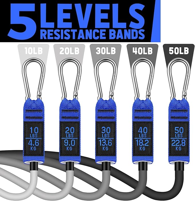 WALITO Resistance Bands Set - Exercise Bands with Handles, Door Anchor, Legs Ankle Straps, for Heavy Resistance Training, Physical Therapy, Muscle Training, Yoga, Home Workouts-GravixFit