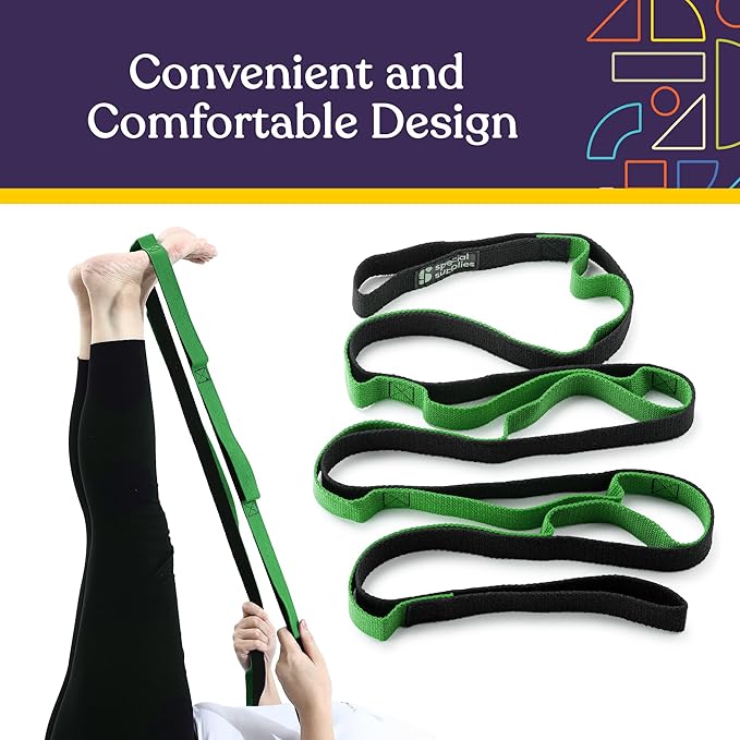 SPECIAL SUPPLIES Yoga Strap for Stretching, Stability Training, Fitness, Flexibility, Physical Therapy, Home Workout Equipment, Strength Training, and Pilates (Green)-GravixFit