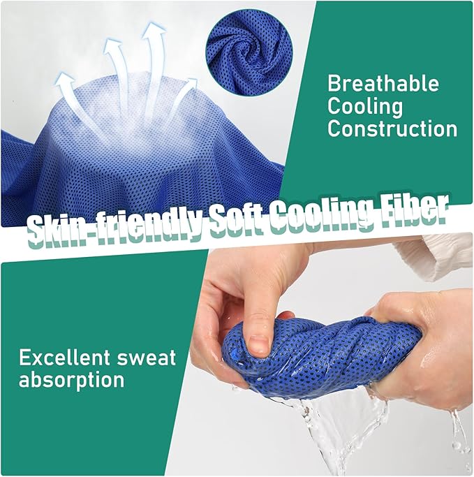 Cooling Towels Pack of 30, 40"*12" Neck Cool Towel Bulk, Cold Towels for Neck and Face, Cooling Rags Sports Towel for Hot Weather, Running, Soccer, Yoga, Gym, Golf-GravixFit