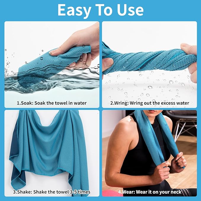 YESLIFE 4 Pack Cooling Towel 40"x12", Gym Towels for Men and Women, Soft Breathable Workout Towels for Yoga, Running, Sport, & More (Blue, Grey, Purple, Black)-GravixFit