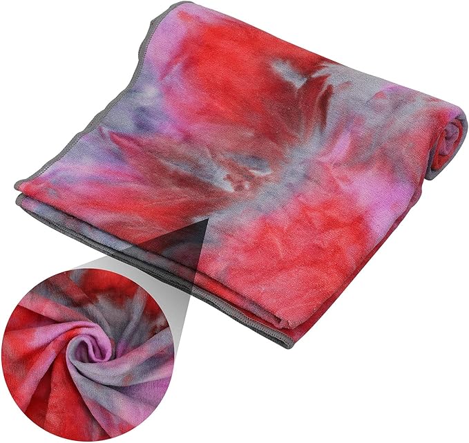 Yoga Towels , Non Slip Hot Yoga Towel Skidless Waffle Texture, 100% Absorbent Odorless Microfiber Yoga Blanket, Standard Sized 24 inchx72 inch Mat Towel (Pink & Red)1-GravixFit
