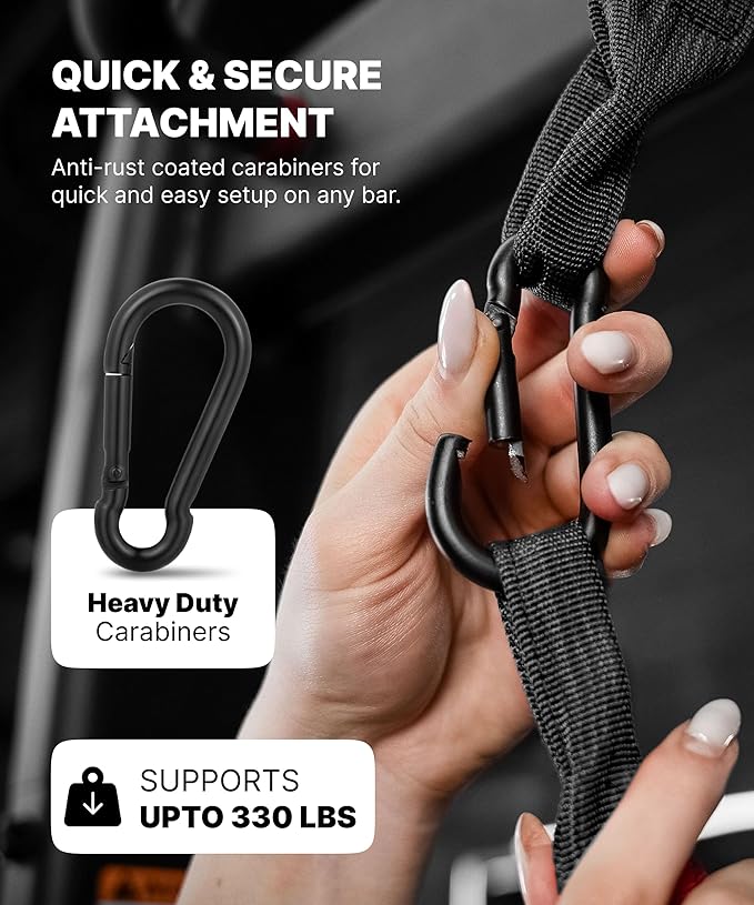 DMoose Fitness Hanging Ab Straps for Pull Up Bar & Core Strength Training - Soft Padded Exercise Straps for Ab Swing & Leg Raises, Hang Bar Strap with 2 Steel Carabiners - Abs Equipment for Home & Gym-GravixFit