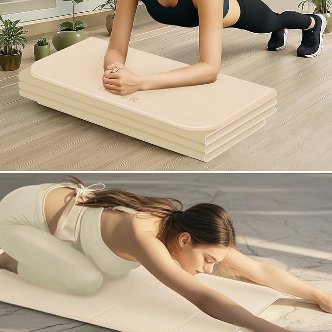 Foldable Yoga Mat 12mm Extra Thick Joint Protection,Portable Design for Travel/Pilates/Board/Camping,Environmental Sports Mat Non-Slip Gym Mat,Odorless POE Material-GravixFit