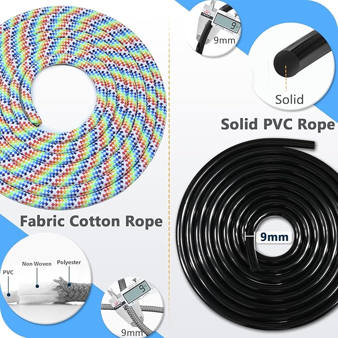 Weighted Jump Rope, 1LB Tangle-Free Ball Bearing Rapid Speed Skipping Rope for Men Women, Adjustable 9mm Cotton & PVC Rope with Alum Handle for Boxing MMA Weight-Loss Athletic Workout Fitness