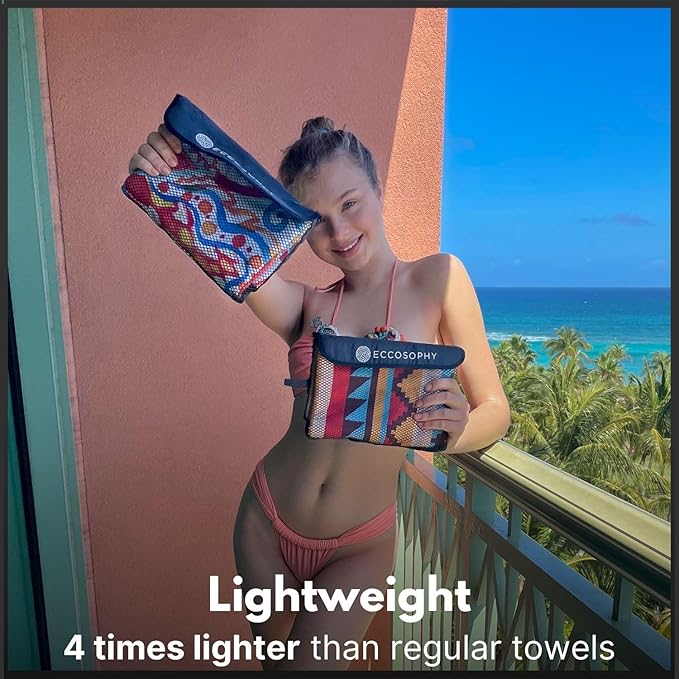 ECCOSOPHY Microfiber Beach Towel - Sand Free Towels are Quick Dry, Light Weight, Super Absorbent - Perfect Pool, Travel, Cruise, Camping Essentials - Oversized Extra Large for Adults 71x35 in-GravixFit