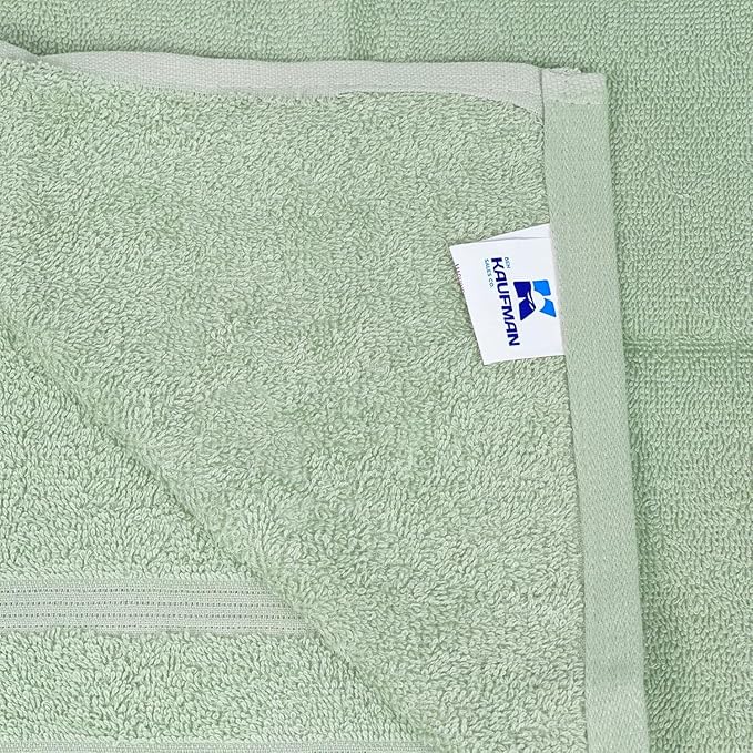 Kaufman - Premium Hand Towels Set for Bathroom, Spa, Gym, and Face Towel 100% Cotton Ring Spun, Ultra Soft Feel and Highly Absorbent Towels (12, SAGE Green)-GravixFit
