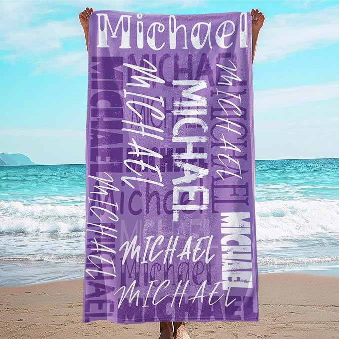 JML Personalized Beach Towel with Name, Custom Beach Towel with Name, Customized Microfiber Pool Towel, Quick Dry & Absorbent Swim Towel for Adult,Anniversary, Birthday, Summer Holiday,Vacation-GravixFit