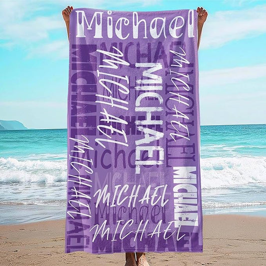 JML Personalized Beach Towel with Name, Custom Beach Towel with Name, Customized Microfiber Pool Towel, Quick Dry & Absorbent Swim Towel for Adult,Anniversary, Birthday, Summer Holiday,Vacation-GravixFit