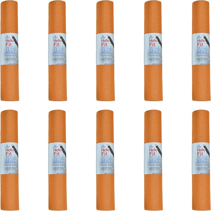 Hello Fit 10-Pack Yoga Mat, 68" x 24" Non Slip Exercise Mat, 4mm Thick Gym Mat for Fitness and Stretching, Bulk Non Toxic Yoga Mats for Schools and Studios-GravixFit