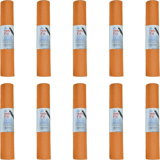 Hello Fit 10-Pack Yoga Mat, 68" x 24" Non Slip Exercise Mat, 4mm Thick Gym Mat for Fitness and Stretching, Bulk Non Toxic Yoga Mats for Schools and Studios-GravixFit