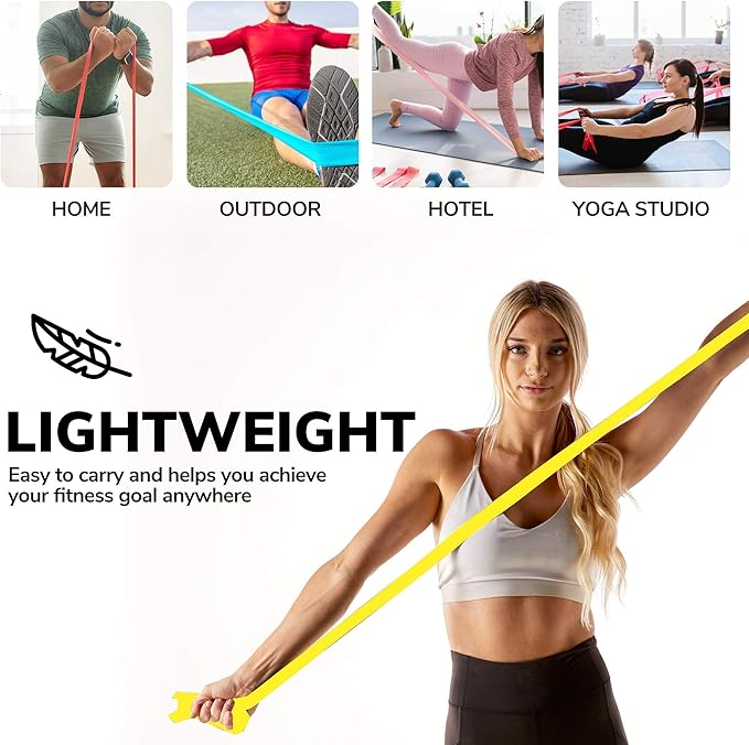 7Ft Long Resistance Bands for Stretching - Resistance Bands Set with Door Anchor - Exercise Bands Including Carry Pouch, E-Book & App - Latex-Free Workout Bands-GravixFit