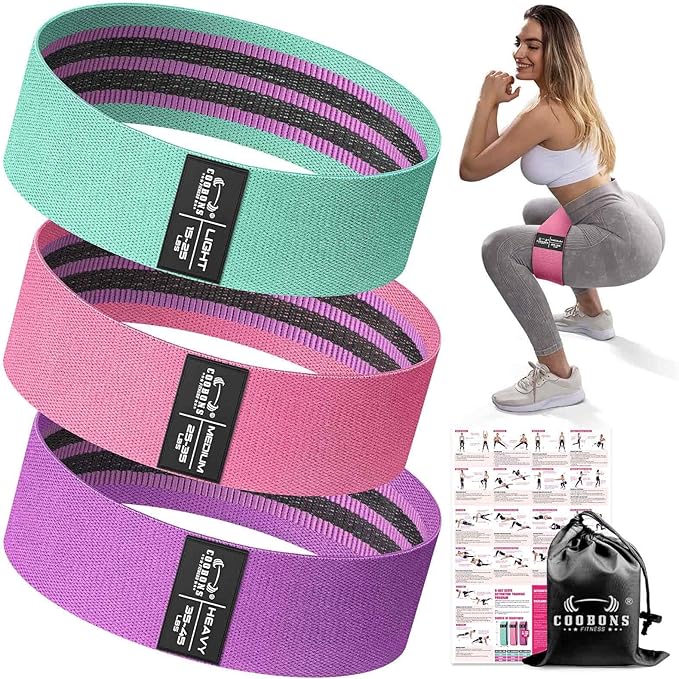 Fabric Resistance Bands for Working Out - Exercise Bands for Women and Men, Booty Bands for Legs and Glute, Yoga, Pilates, Rehab, Fitness and Home Workout-GravixFit