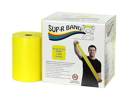 CanDo 10-6321 Sup-R Latex Free Exercise Band, 50 yd Roll, Yellow-X-Light-GravixFit