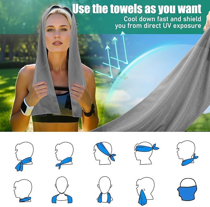 Cooling Towels Pack of 30, 40"*12" Neck Cool Towel Bulk, Cold Towels for Neck and Face, Cooling Rags Sports Towel for Hot Weather, Running, Soccer, Yoga, Gym, Golf-GravixFit
