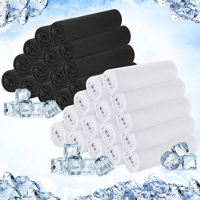 Hosuly 30 Pack Cooling Towels, 40"x12" Ice Breathable Soft Chilly Sweat Rag Microfiber Workout Rags for Gym Cooling Towels for Neck and Face for Yoga Golf Sport Running-GravixFit