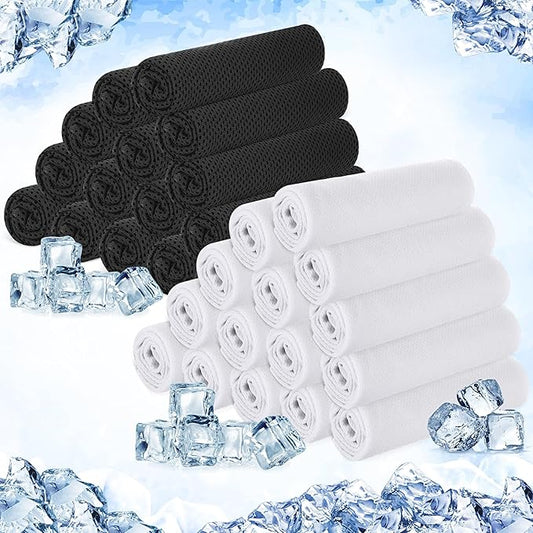 Hosuly 30 Pack Cooling Towels, 40"x12" Ice Breathable Soft Chilly Sweat Rag Microfiber Workout Rags for Gym Cooling Towels for Neck and Face for Yoga Golf Sport Running-GravixFit