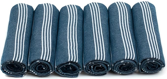 HAVLULAND Turkish Beach Towels Oversized -100% Turkish Cotton Super Soft Lightweight - Absorbent and Quick Drying Bath Towel - Sand Free Beach Towel - Turkish Towels for Adults (Teal, 6 Pack)-GravixFit