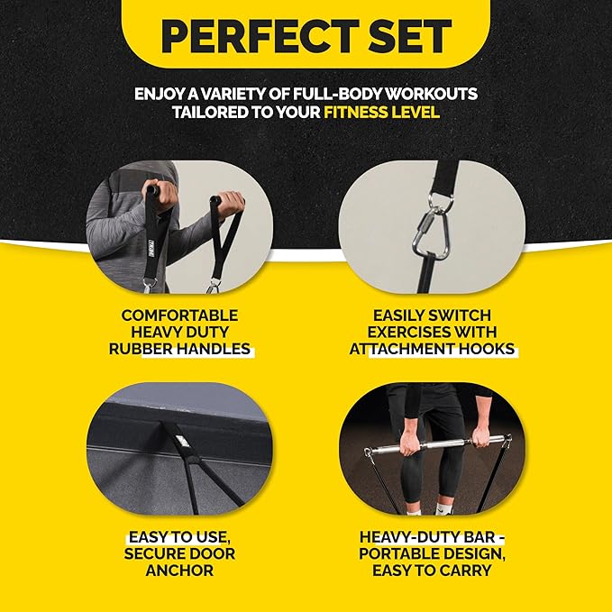 Long Resistance Bands for Working Out Men and Women - Set of 5 Pull-Up Bands, Rubber Handles and Door Anchor - Workout Bands Resistance for Men - Exercise Bands Resistance Bands Set-GravixFit