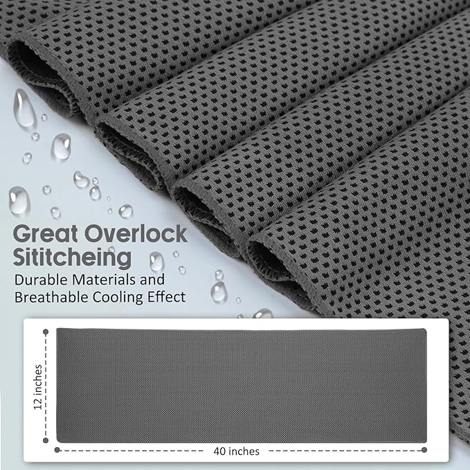 Cooling Towels 20 Pack, 40"x 12" Cooling Rags Neck Wraps for Sports with Carrying Pouch, Gym Cooling Neck Towels for Hor Weather, Sweat, Fitness, Travel-GravixFit