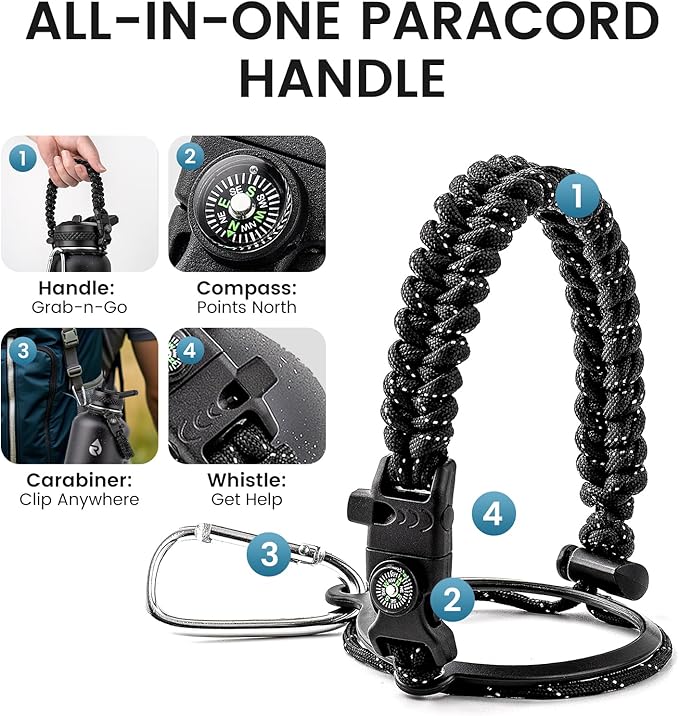 64oz Insulated Water Bottle, Triple Wall Vacuum Stainless Steel Water Bottles - Keeps Cold 48H, Reusable Half Gallon Jug for Gym, Sports, Camping, Hiking,Travel, Black Speckled-GravixFit