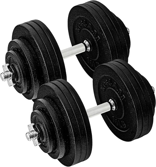Yes4All Old School Adjustable Dumbbell Set with Weight Plates, Star Lock Collars/Connector, 40lbs to 200lbs Adjustable Weight Plates Set-GravixFit