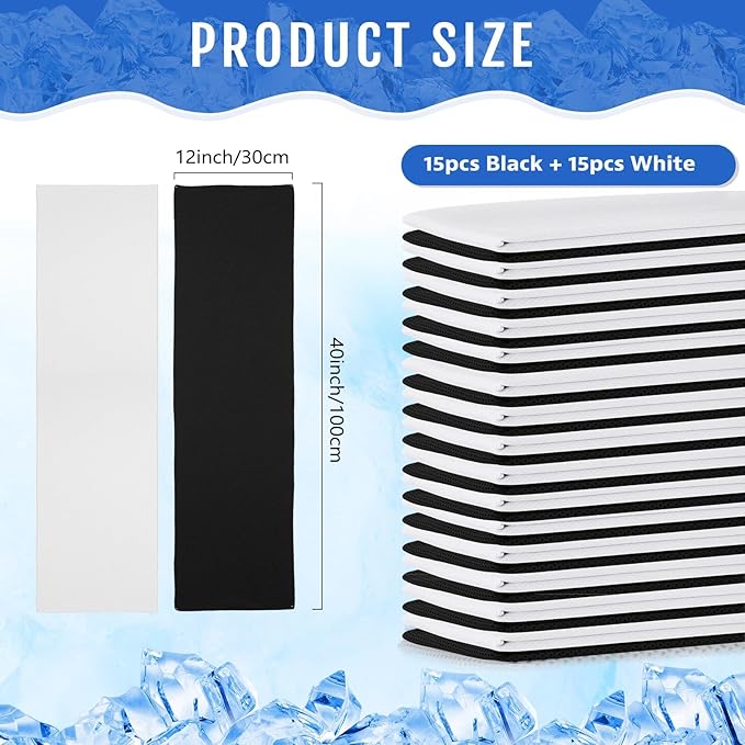 Hosuly 30 Pack Cooling Towels, 40"x12" Ice Breathable Soft Chilly Sweat Rag Microfiber Workout Rags for Gym Cooling Towels for Neck and Face for Yoga Golf Sport Running-GravixFit