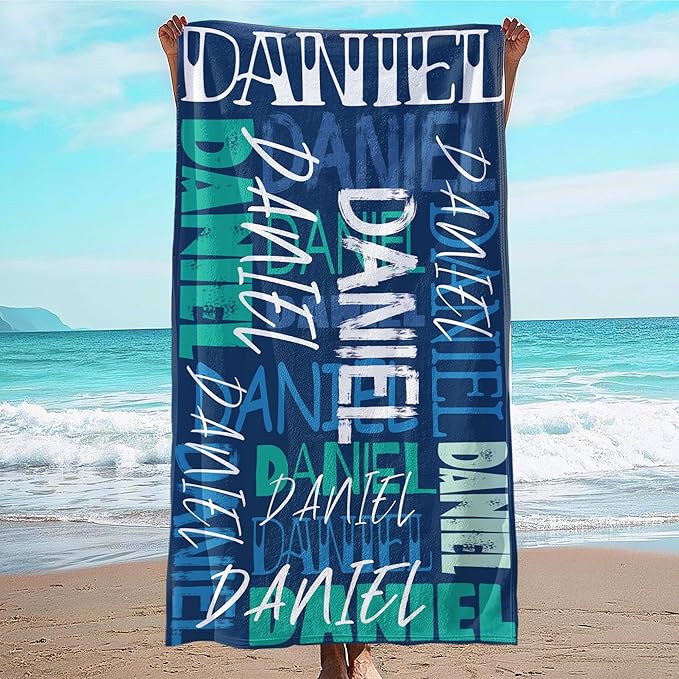 JML Personalized Beach Towel with Name, Custom Beach Towel with Name, Customized Microfiber Pool Towel, Quick Dry & Absorbent Swim Towel for Adult,Anniversary, Birthday, Summer Holiday,Vacation-GravixFit