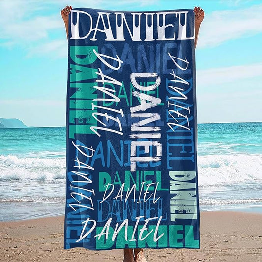 JML Personalized Beach Towel with Name, Custom Beach Towel with Name, Customized Microfiber Pool Towel, Quick Dry & Absorbent Swim Towel for Adult,Anniversary, Birthday, Summer Holiday,Vacation-GravixFit
