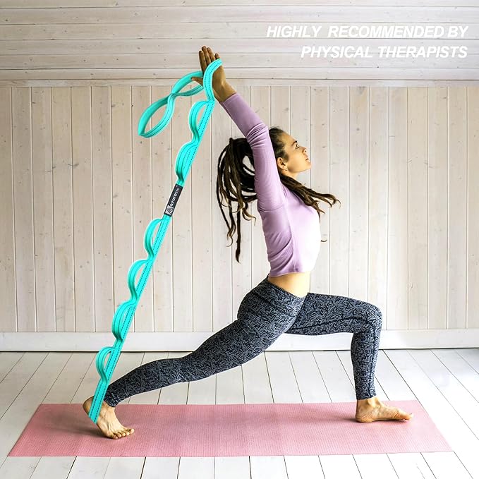 Premium Durable Stretch Straps with Loops, Stretching Strap for Physical Therapy, Multi-Loop Yoga Strap Fitness Exercise Strap for Yoga, Pilates, Dance, Flexibility&Exercise-GravixFit