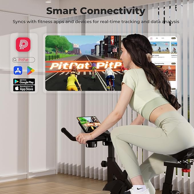 Superun Exercise Bike, Stationary Bikes for Home with Brake Pad, Low Noise Indoor Cycling Bike with 300LBS Weight Capacity, Workout Bike for Home Gym with Pad Mount LCD Monitor and Cup Holder