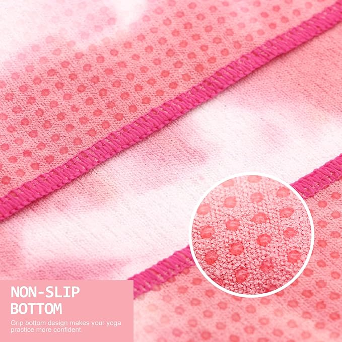 Eunzel Yoga Towel,Hot Yoga Mat Towel with Grip Dots Sweat Absorbent Non-Slip for Hot Yoga, Pilates and Workout 24" x72", Red & White-GravixFit
