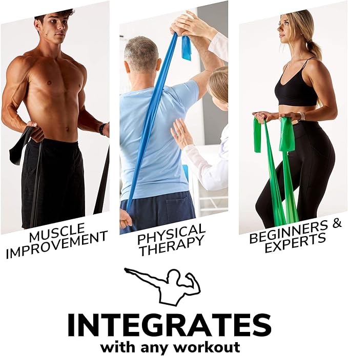7Ft Long Resistance Bands for Stretching - Resistance Bands Set with Door Anchor - Exercise Bands Including Carry Pouch, E-Book & App - Latex-Free Workout Bands-GravixFit