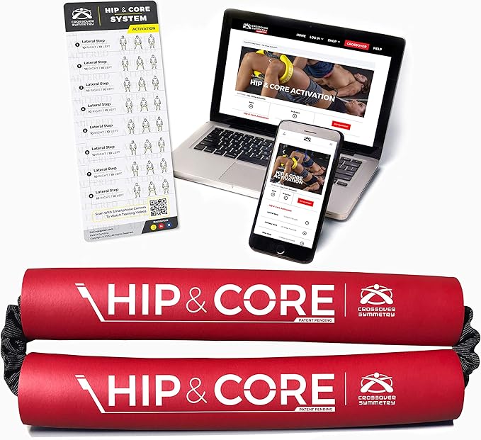 Crossover Symmetry Hip & Core System - Loop Resistance Home Workout Bands to Stretch and Strengthen Legs, Butt, HIPS, Thighs and Glutes, Includes Online Exercise & Training Guide-GravixFit