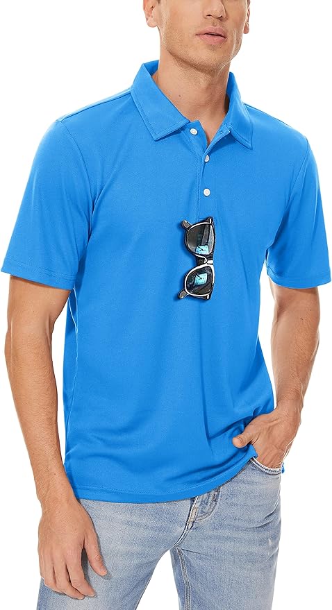 MAGCOMSEN Men's Polo Shirts 3 Buttons Casual Work T Shirts Quick Dry Short Sleeve Golf Shirt Pique Jersey Outdoor Performance-GravixFit