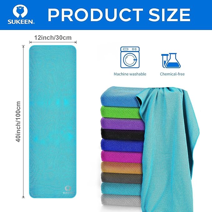 Sukkeen Cooling Towel (40"x12"), Soft Breathable Chilly Microfiber Towel for Yoga, Sports & More Activities-GravixFit