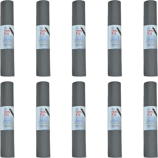 Hello Fit 10-Pack Yoga Mat, 68" x 24" Non Slip Exercise Mat, 4mm Thick Gym Mat for Fitness and Stretching, Bulk Non Toxic Yoga Mats for Schools and Studios-GravixFit