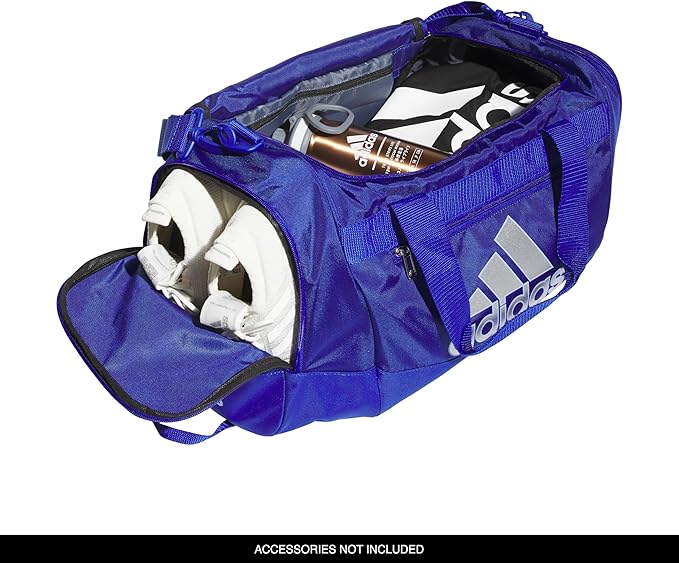 adidas Unisex Defender 4.0 Gym Duffel Bag for Men and Women, Semi Lucid Blue/Silver Metallic/Blue Spark, Small (38L)-GravixFit
