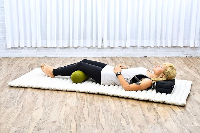Leewadee Small Yoga Bolster – Shape-Retaining Cervical Neck Roll, Tube Pillow for Comfortable Reading, Kapok Filling, 22 x 6 x 6 inches-GravixFit