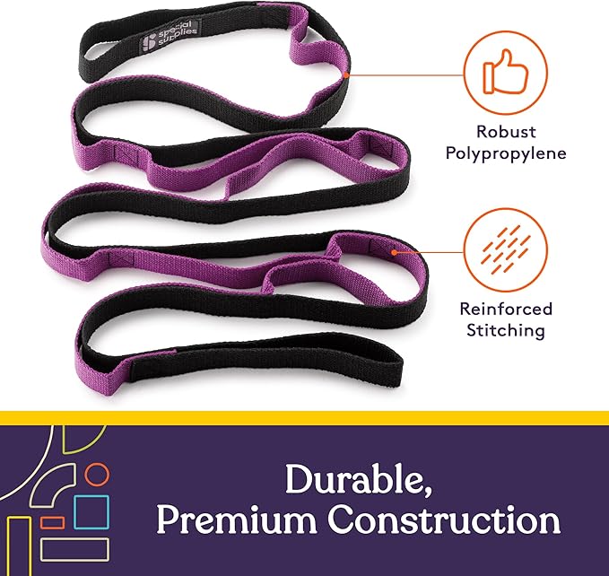 SPECIAL SUPPLIES Yoga Strap for Stretching, Stability Training, Fitness, Flexibility, Physical Therapy, Home Workout Equipment, Strength Training, and Pilates (Purple)-GravixFit