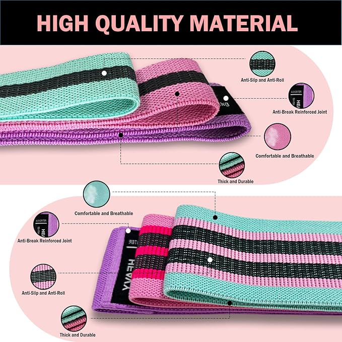 Long and Short Fabric Resistance Bands with Door Anchor 7 PCS, Non-Slip Stretch Booty Bands for Working Out Women & Men, Loop Exercise Elastic Bands for Home Physical Therapy Yoga Pilates-GravixFit