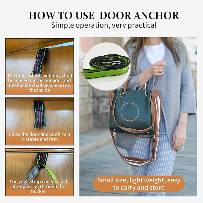 Stretching Strap Yoga Strap, 10 Loops Non-Elastic Stretch Bands Helps Women and Men Improve Flexibility for Home Workout, Physical Therapy, Pilates, Exercise, Dance, Comes with Door Anchor-GravixFit