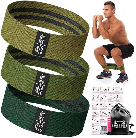 Fabric Resistance Bands for Working Out - Exercise Bands for Women and Men, Booty Bands for Legs and Glute, Yoga, Pilates, Rehab, Fitness and Home Workout-GravixFit