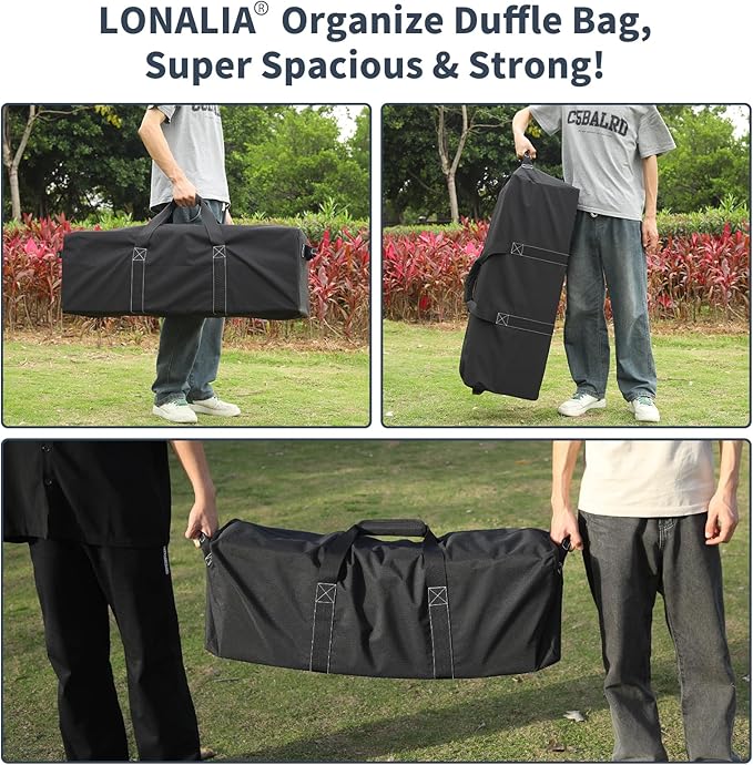 36 Inch Large Duffle Bag for Travel - 100L Extra Large Heavy Duty Duffel Bag with 2 Sides Handles, Sport Equipment Storage Bag for Camping-Black-GravixFit